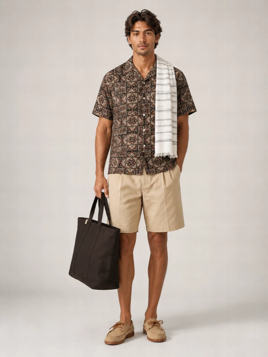 Beams Plus Printed Cotton Shirt