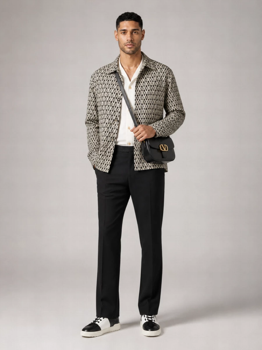 Valentino Cotton Silk Jacquard Shirt Jacket