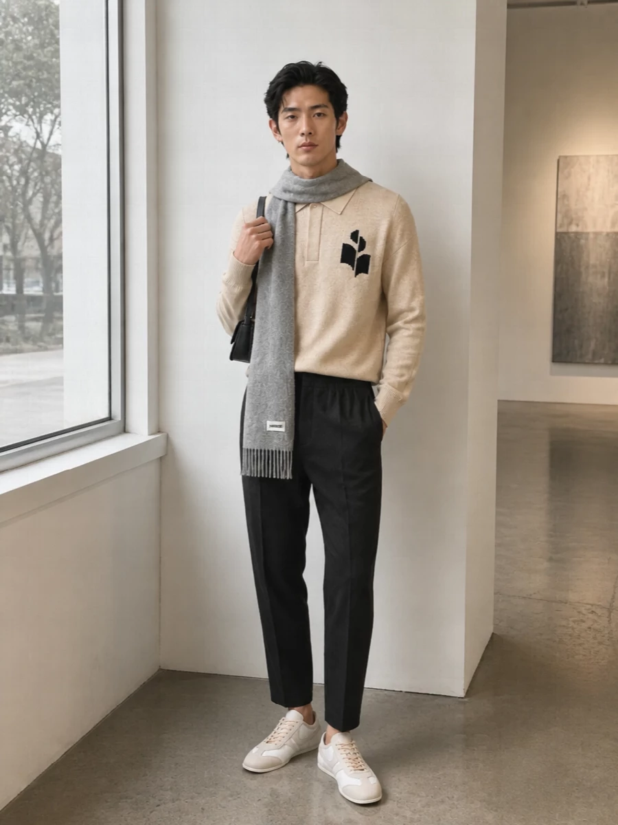 Isabel marant trousers beige knit polo outfit