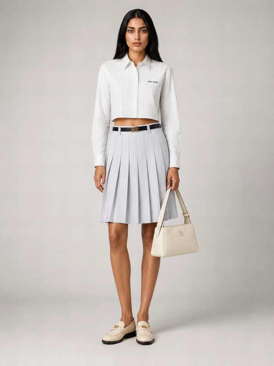 Miu Miu Striped cropped shirt | The Fashion Square