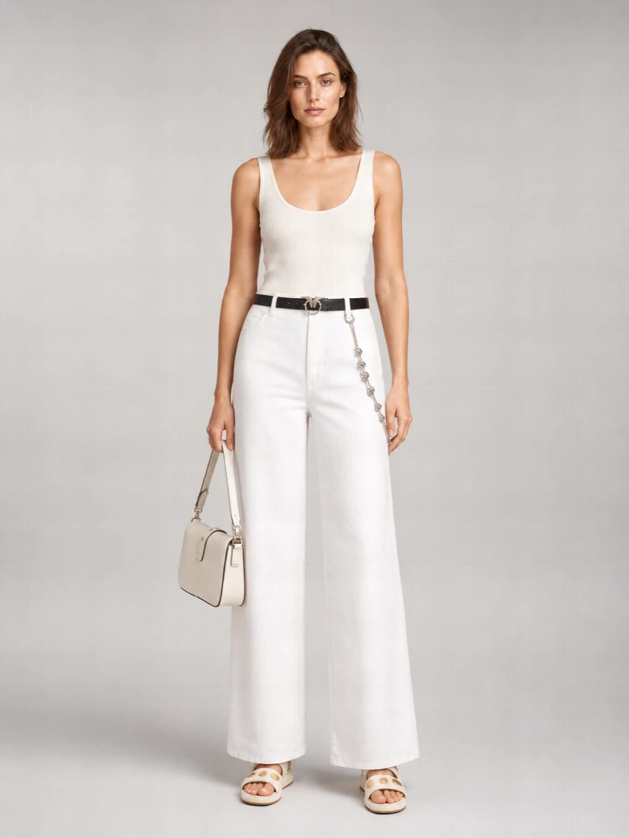 Pinko Wide-Leg Jeans With Chain Detail