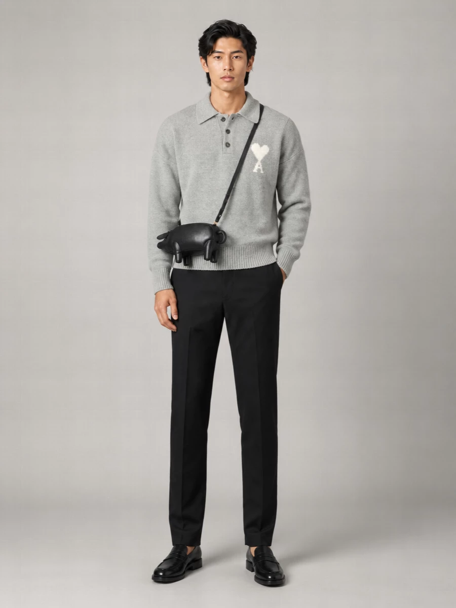 Thom Browne Pebble Grain Leather Shoulder Bag