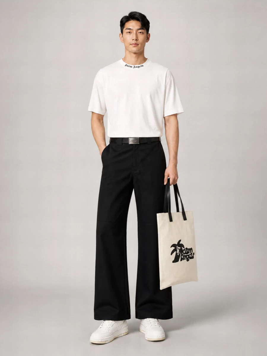 Palm Angels Logo Print Cotton T Shirt