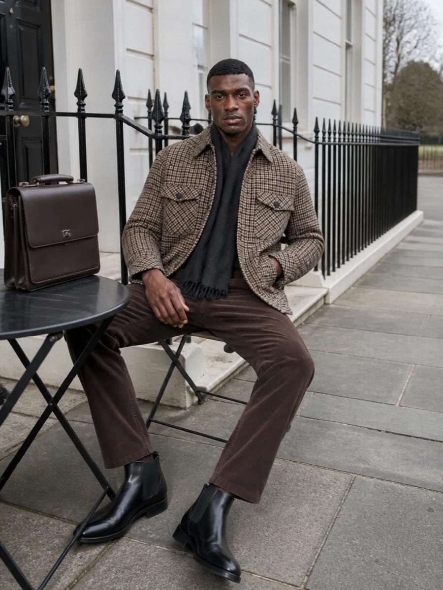 Dolcegabbana houndstooth overshirt corduroy outfit