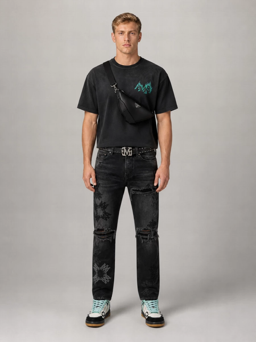 Amiri Cotton Crystal-Embellished Oversized T-Shirt