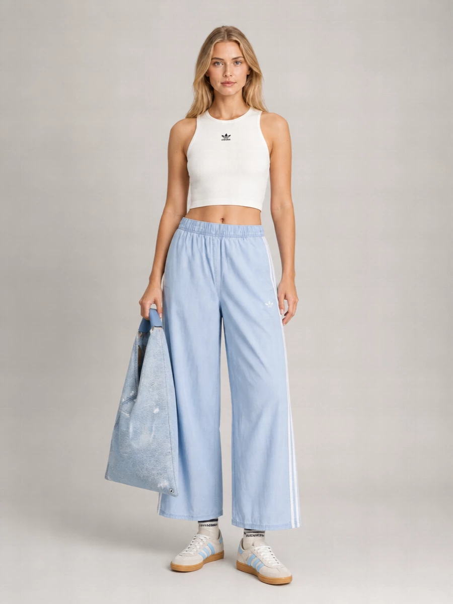 Adidas Cotton Straight-Leg Wide-Leg Trousers