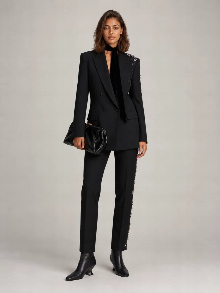 Dries Van Noten Embroidered Wool Suit Jacket