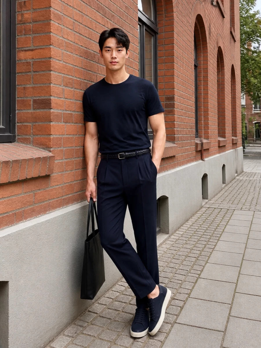Tagliatore navy trousers minimalist navy tshirt