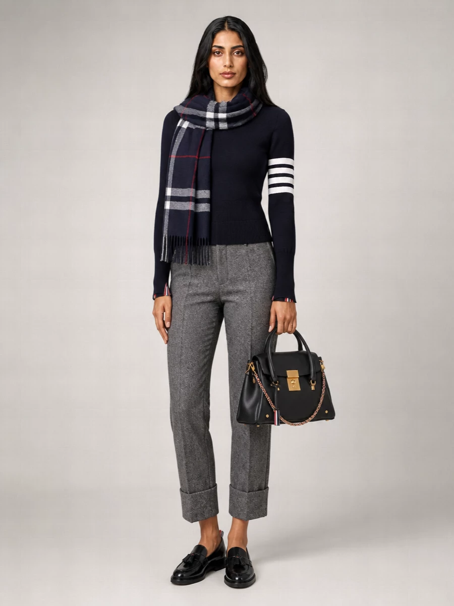 Thom Browne Merino Wool Milano Stitch Crewneck Sweater