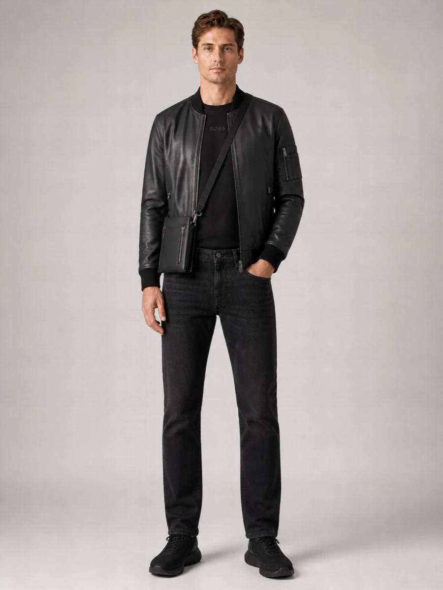Boss Lamb Leather Regular-Fit Bomber Jacket