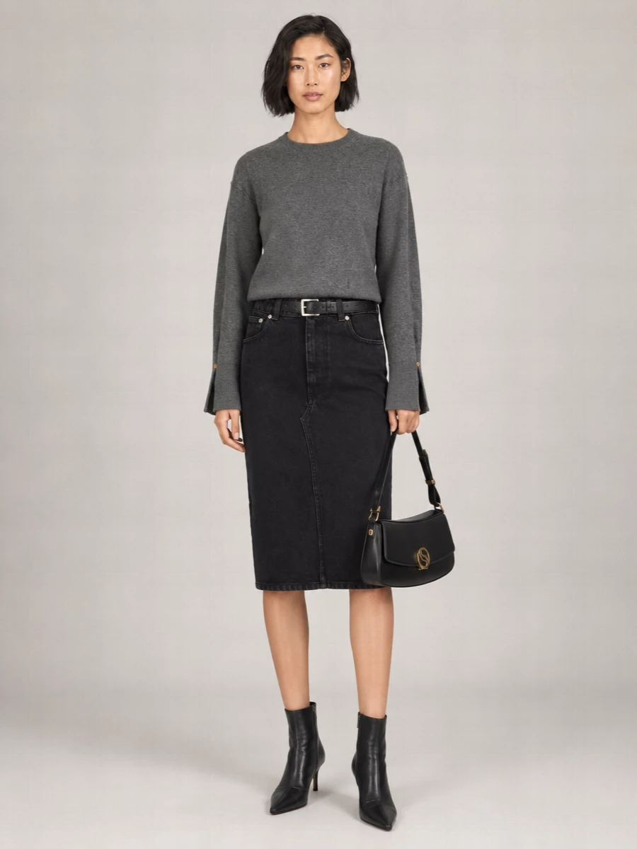 Stella Mccartney Denim Lace Fitted Skirt