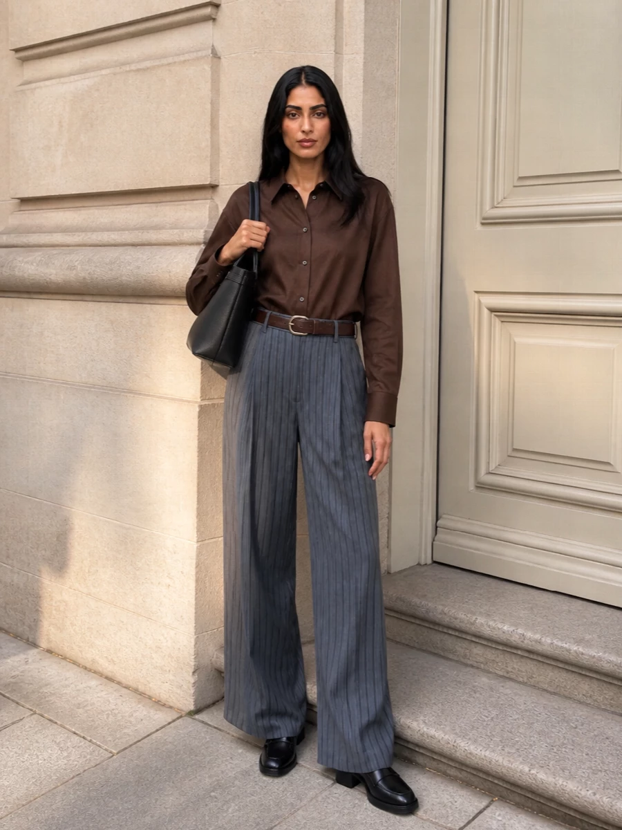 Paul smith striped trousers brown shirt loafers