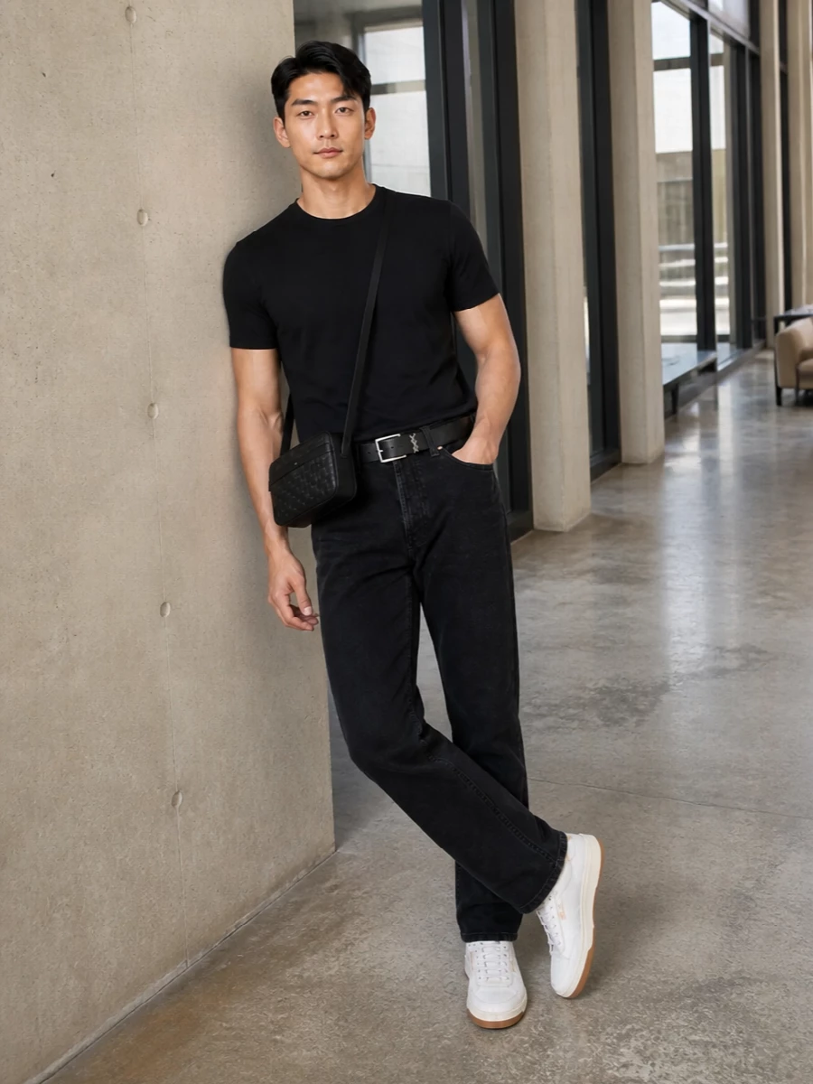 Saint laurent black t shirt jeans outfit
