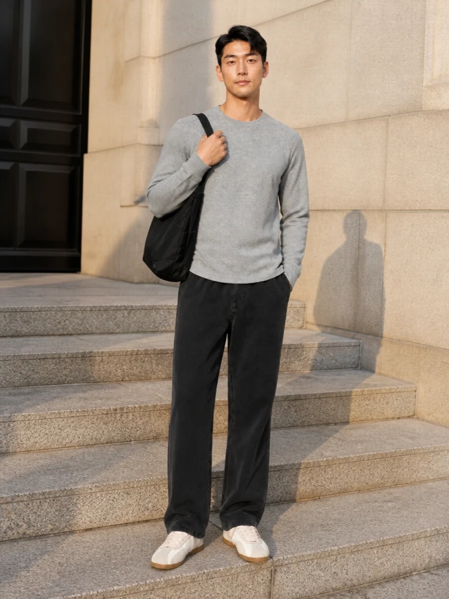 Entire studios grey sweatshirt black pants outfit