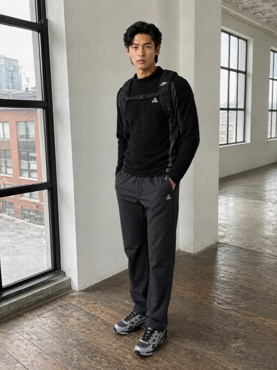 Nike acg trail top charcoal technical pants outfit