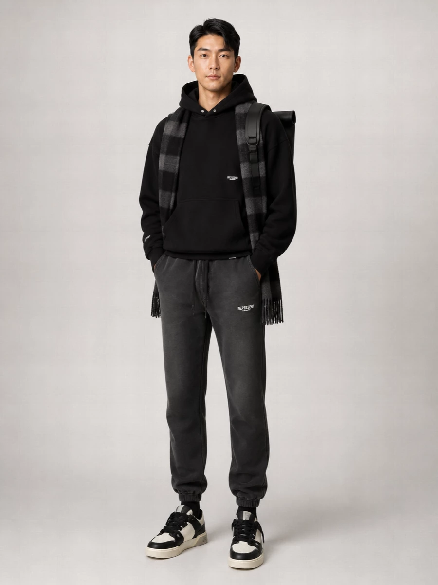 Represent cropped boxy cotton hoodie