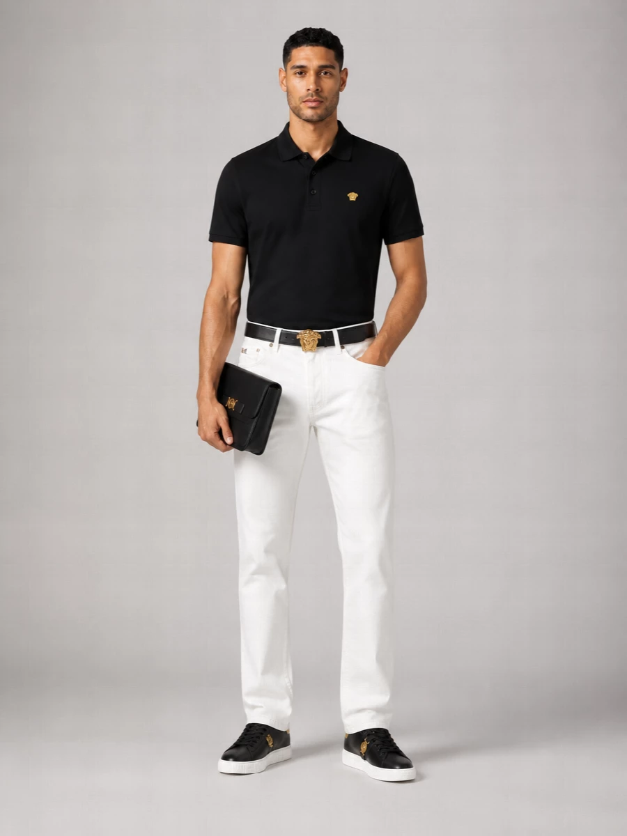 Versace Medusa Embroidery Straight-Leg Jeans