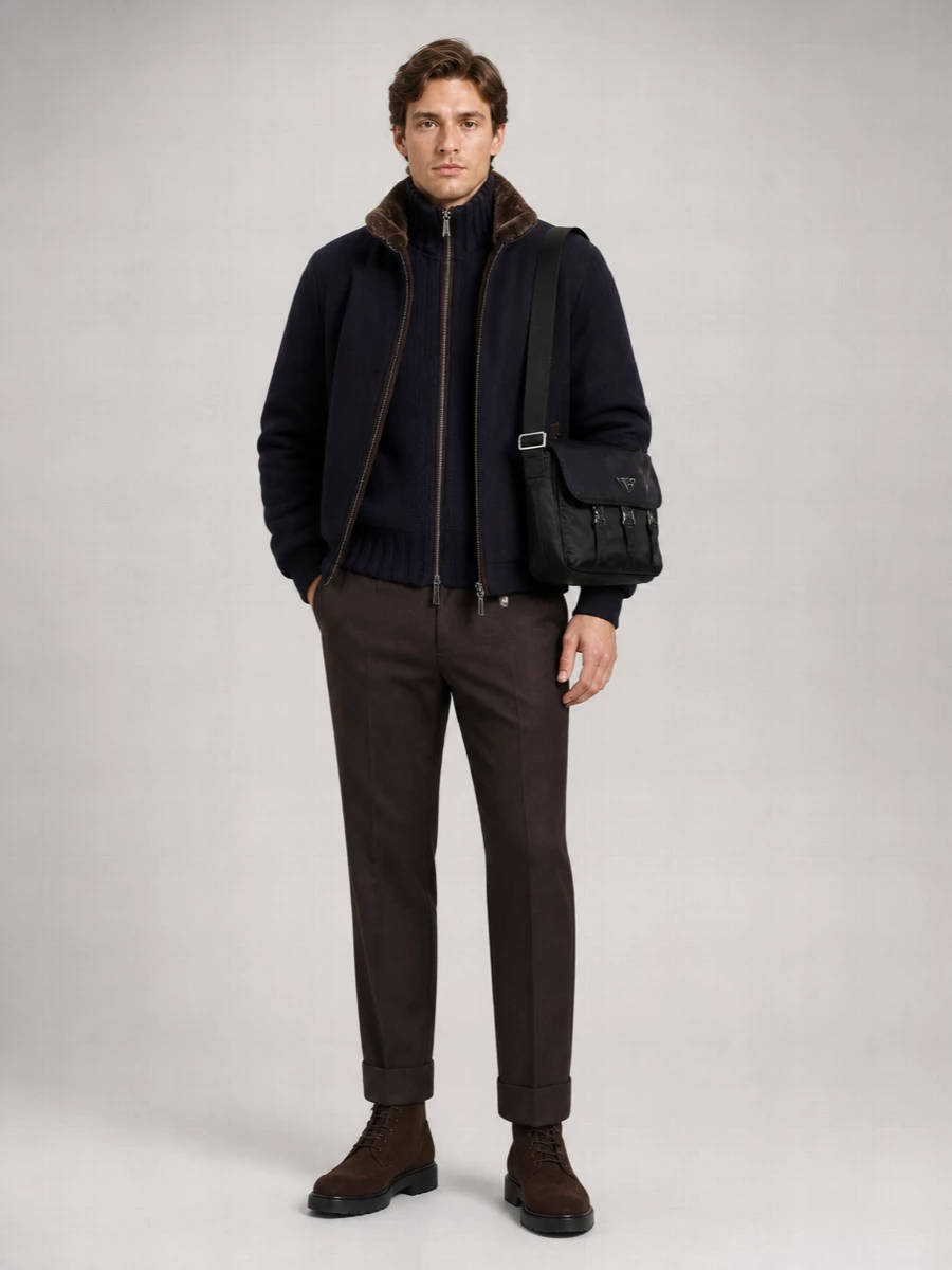 Moorer Wool Cashmere Down Bomber Jacket