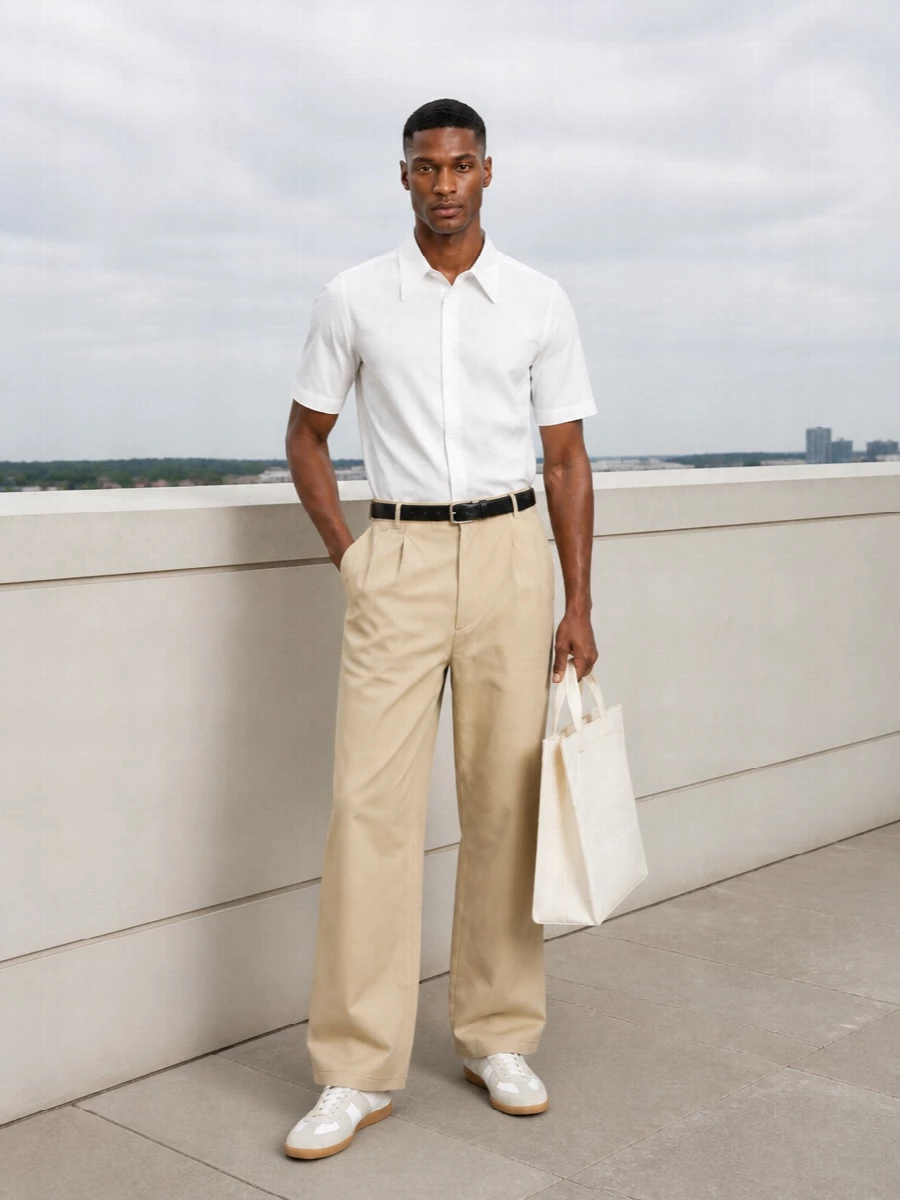 Maison margiela wide leg trousers white shirt
