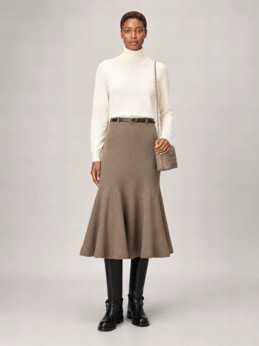 Bottega Veneta Cashmere Blend A-Line Skirt