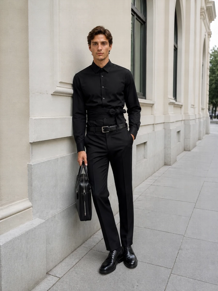 Gimaguas black tailored outfit hugo derbies