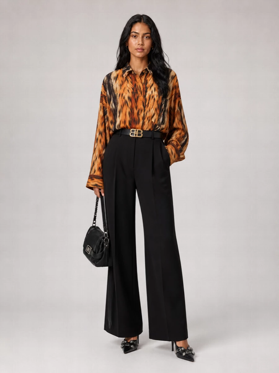 Balenciaga Silk Printed Oversized Shirt