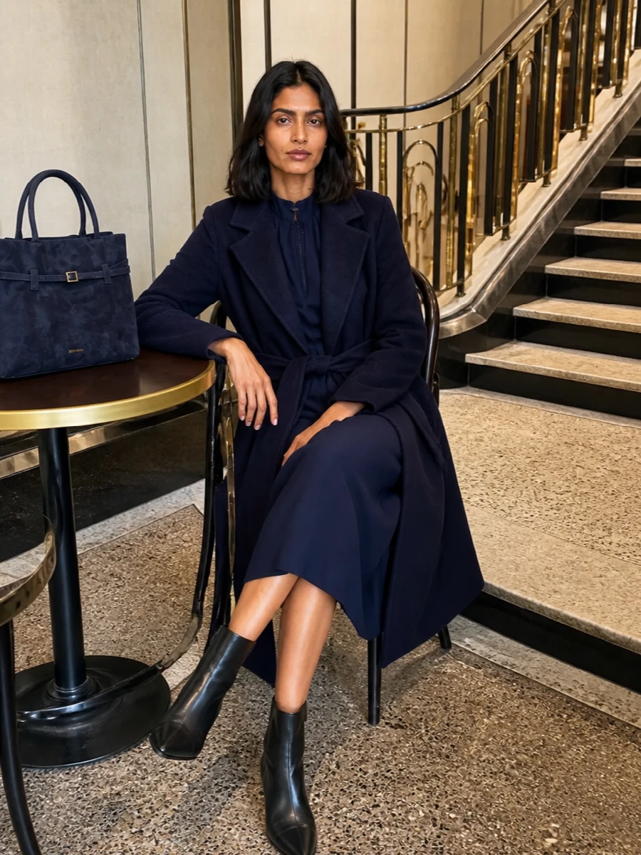 Giorgio armani navy midi dress tagliatore coat