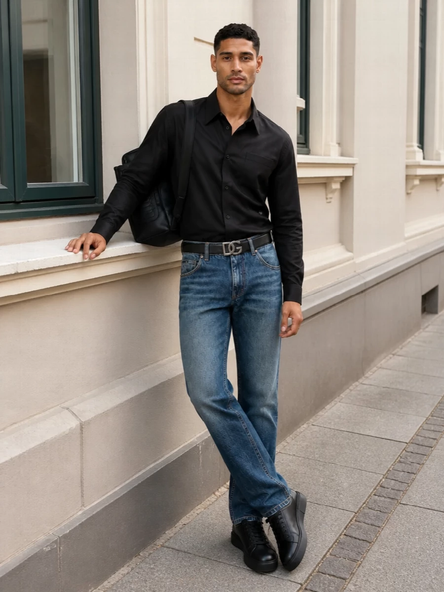Dolce gabbana jeans black shirt sneakers