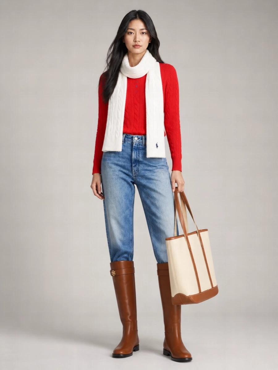 Polo Ralph Lauren Cable-Knit Wool Cashmere Sweatshirt