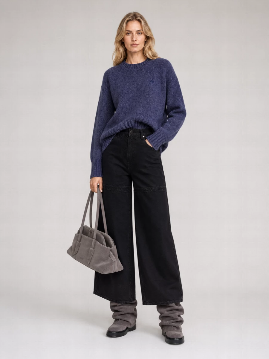 The Attico Cashmere-Blend Mélange Asymmetric-Hem Sweater