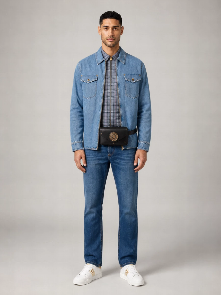 Versace Denim Zipped Shirt