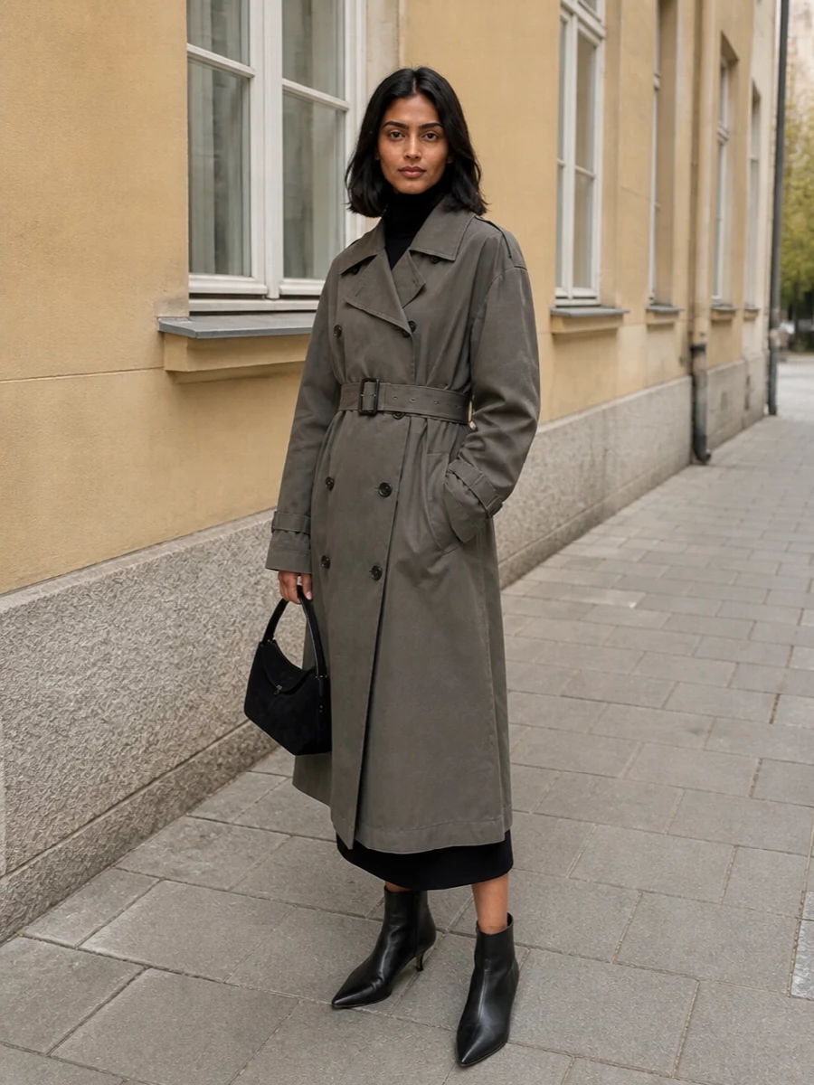 Toteme trench black knit dress ankle boots
