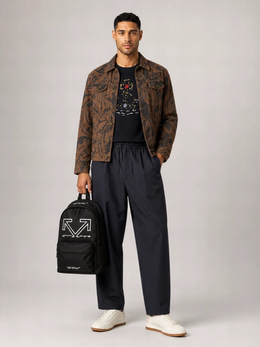 Vivienne Westwood Printed Denim Single Breasted Coat