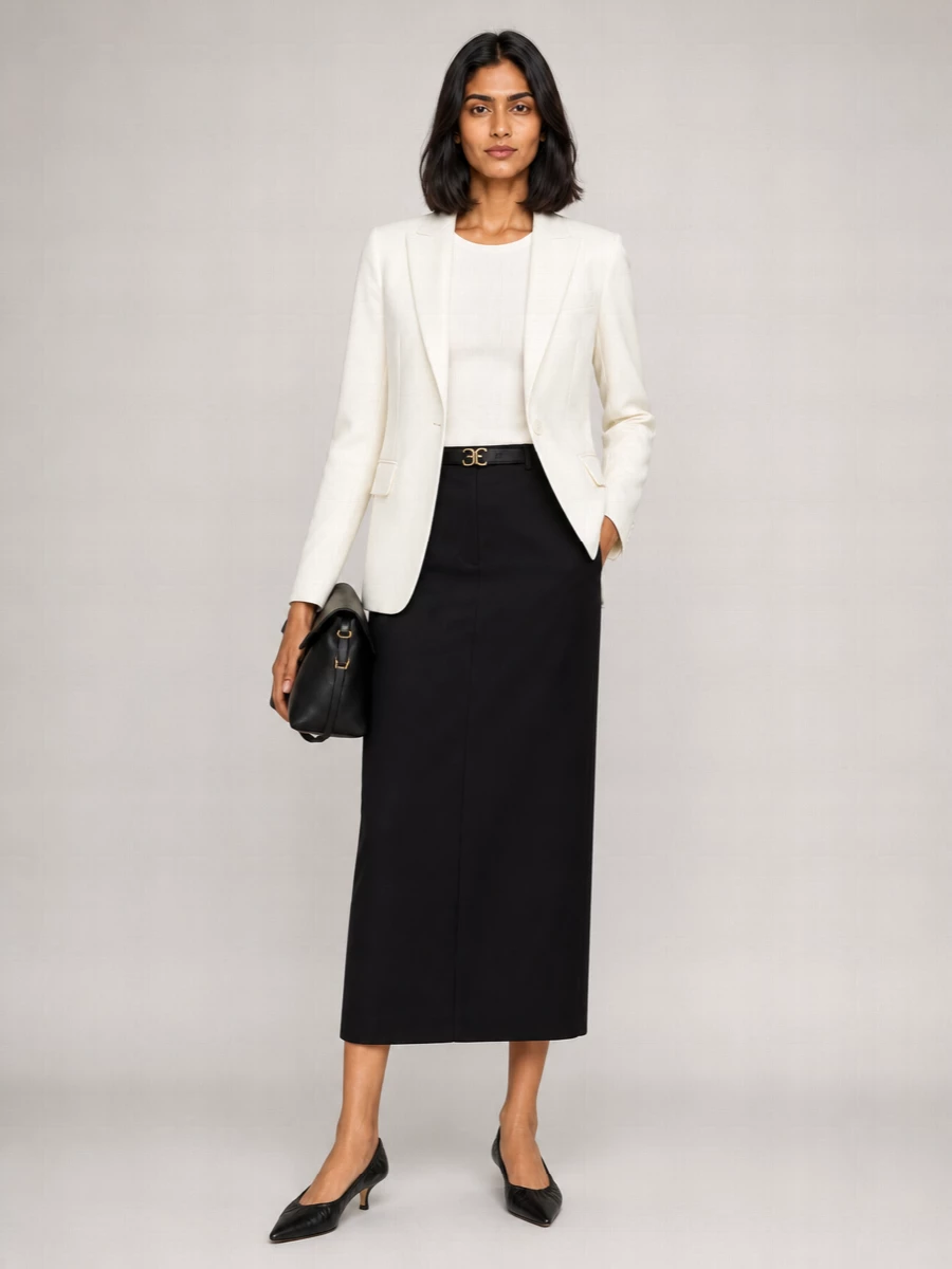 Pinko Wool Midi Straight Skirt