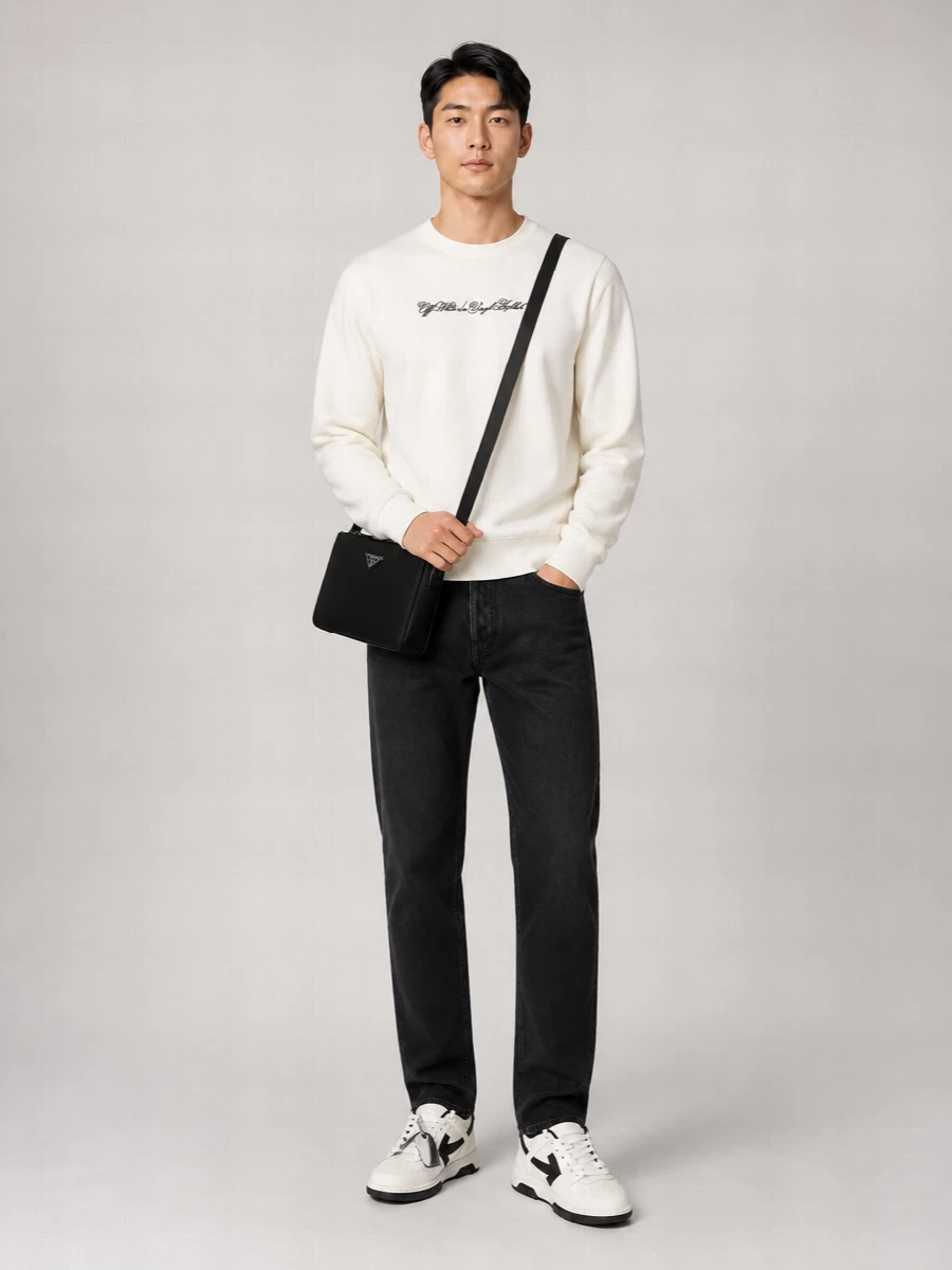Off-White Cotton Crewneck Sweatshirt