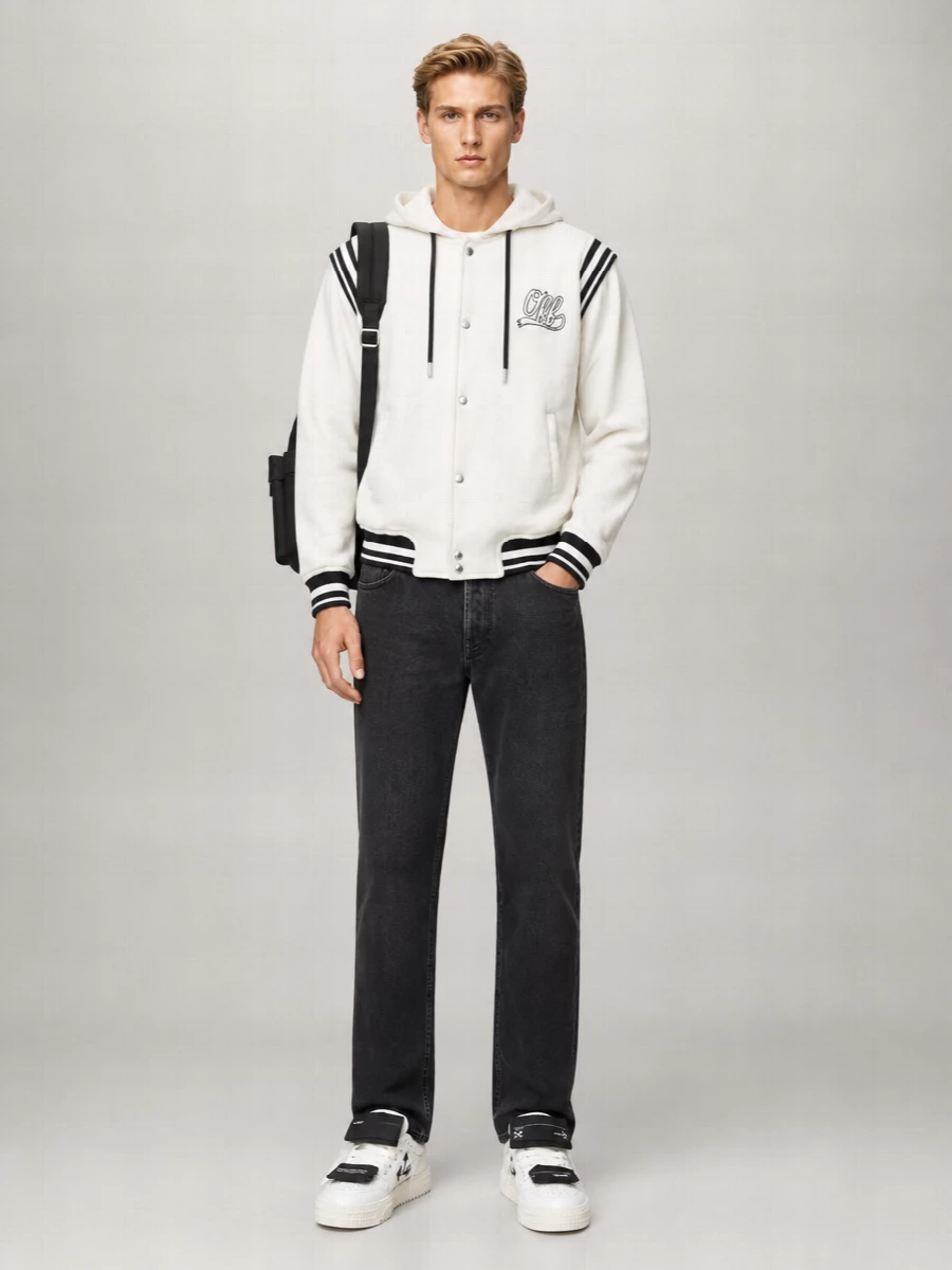 Off-White Cotton Button-Up Hoodie