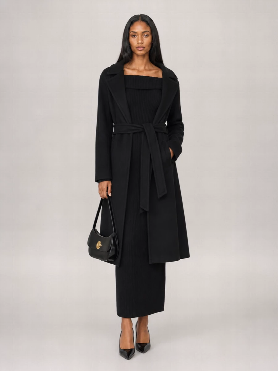S Max Mara Virgin Wool Belted Single Breasted Coat