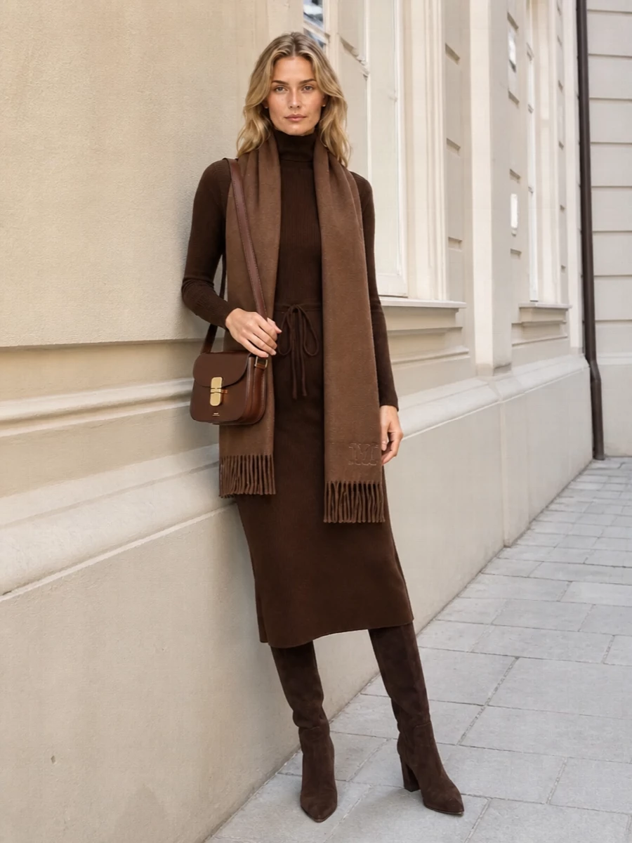 Apc brown knit dress paris texas boots