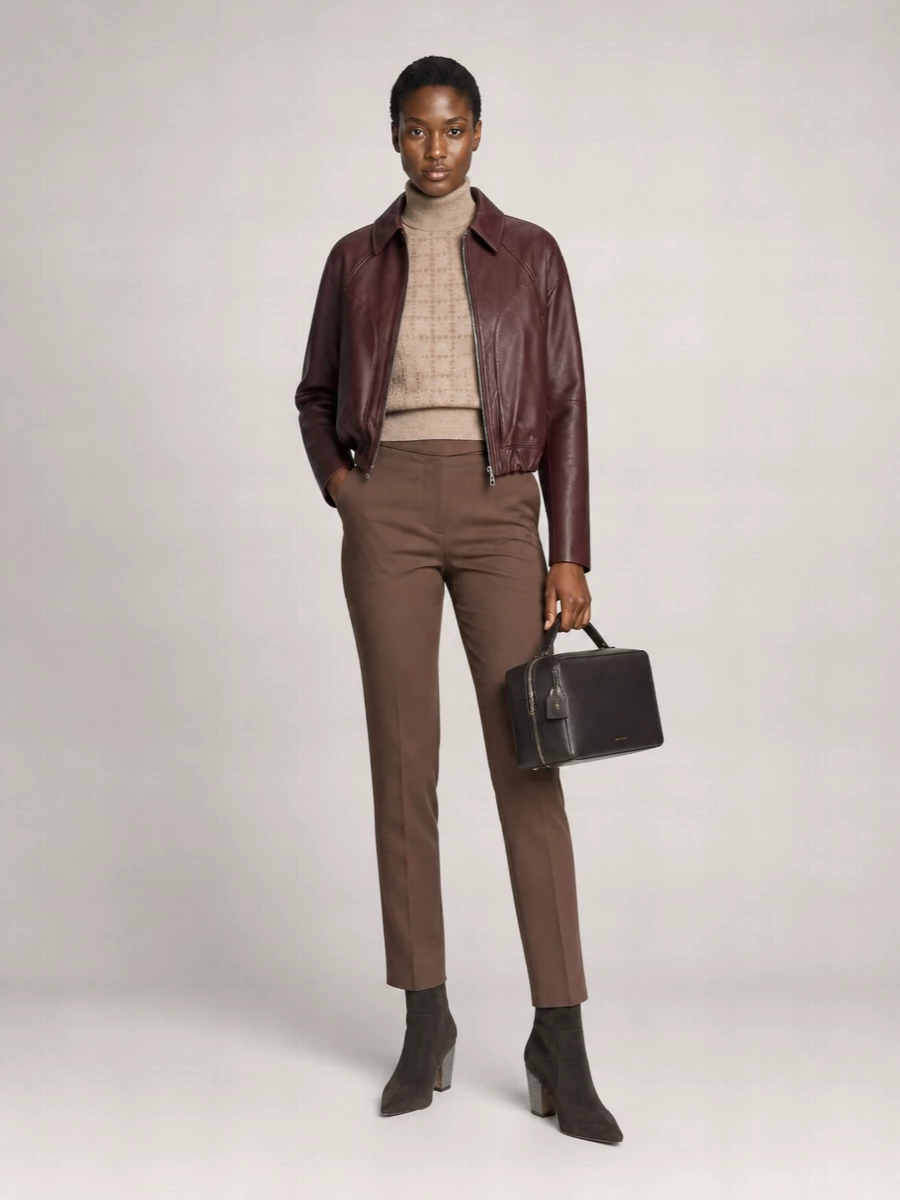 Brunello Cucinelli Nappa Leather Panelled Cropped Single-Breasted Coat
