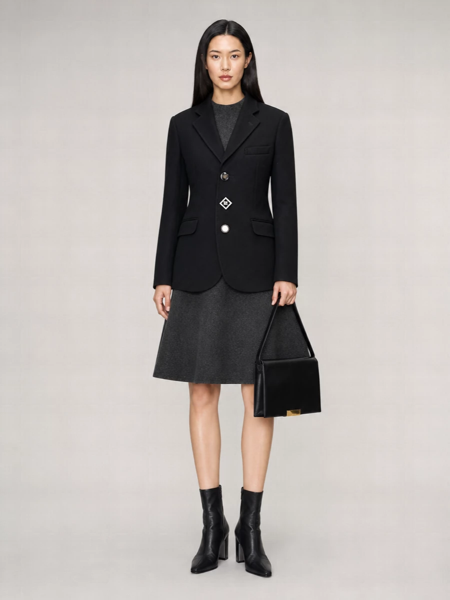 Junya Watanabe Cashmere Wool Single-Breasted Jewel-Button Coat