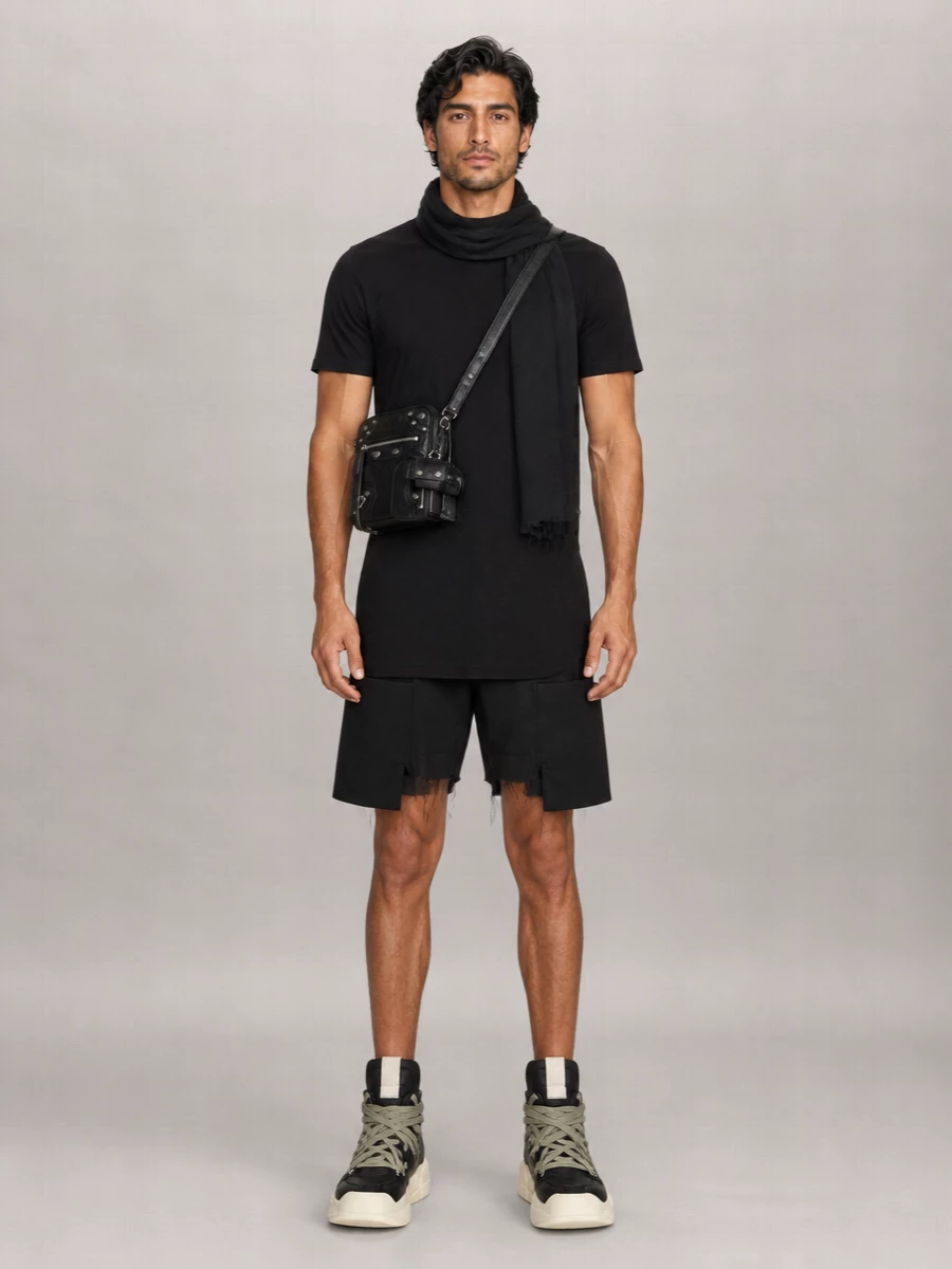 Rick Owens Wool Low-Crotch Wide-Leg Cropped Trousers