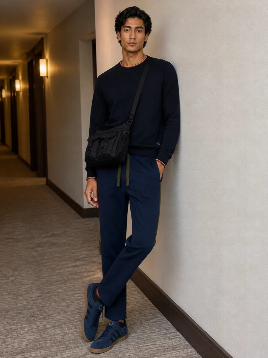 Paul smith navy track pants adidas sneakers outfit