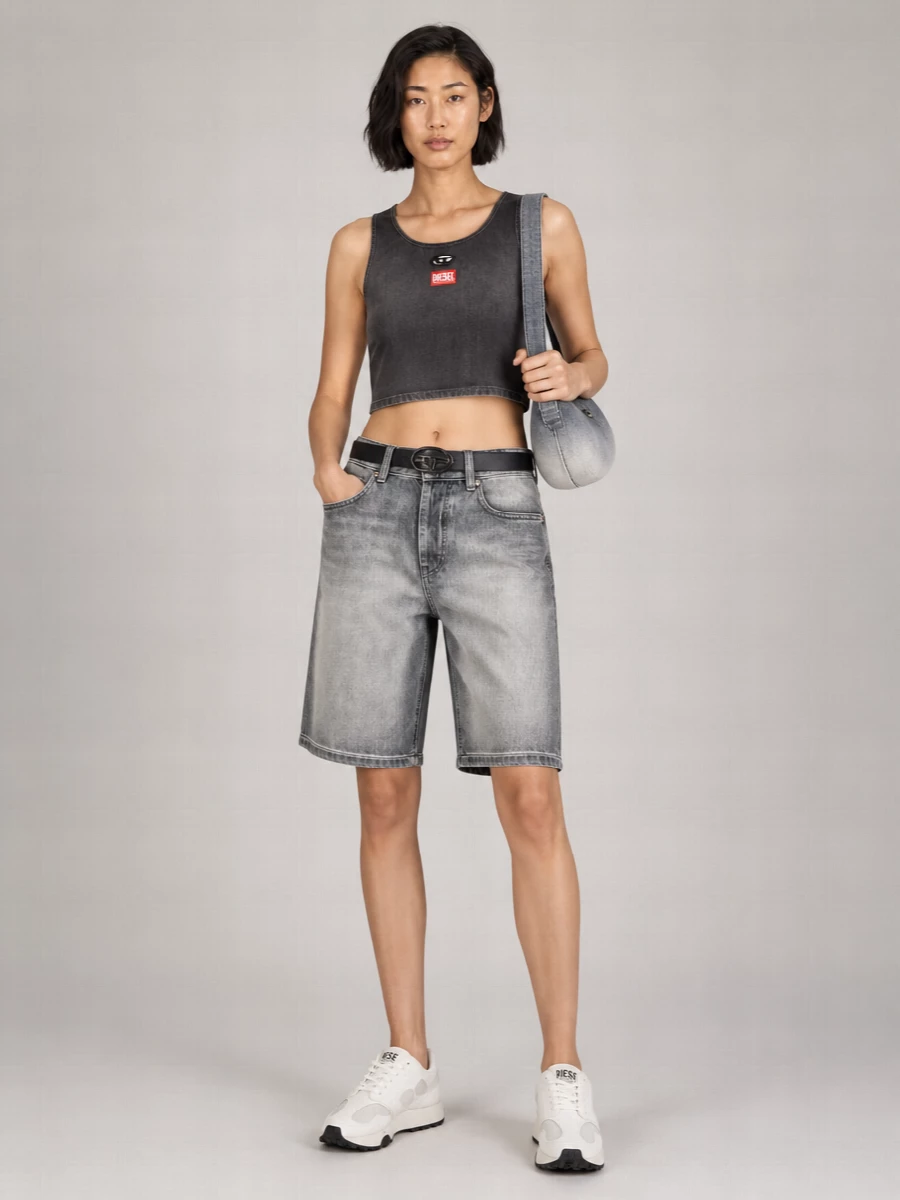 Diesel Denim Gradient-Wash Mid-Rise Relaxed-Fit Knee-Length Shorts