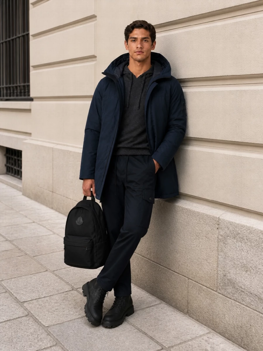 Canada goose parka moncler cargo pants boots