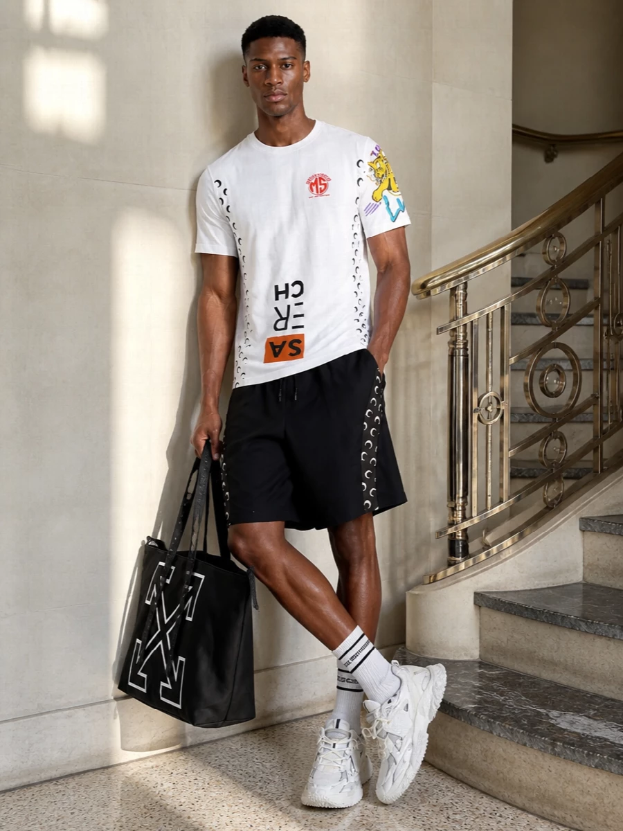 Marine serre tee track shorts off white runners