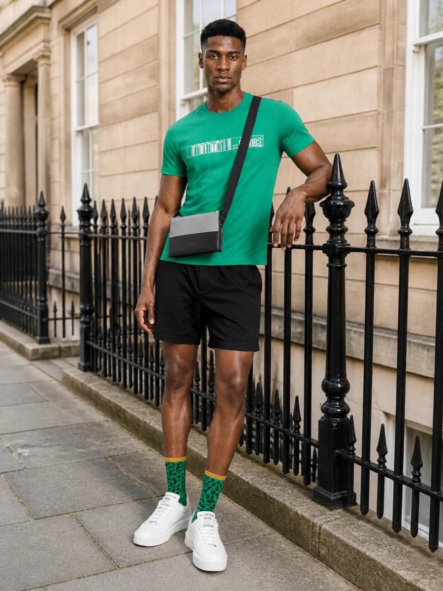 Dolce gabbana green graphic tshirt outfit