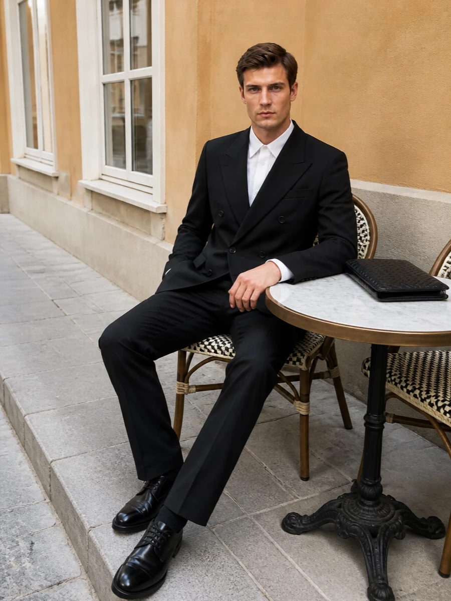 Our legacy black blazer tux shirt derby outfit
