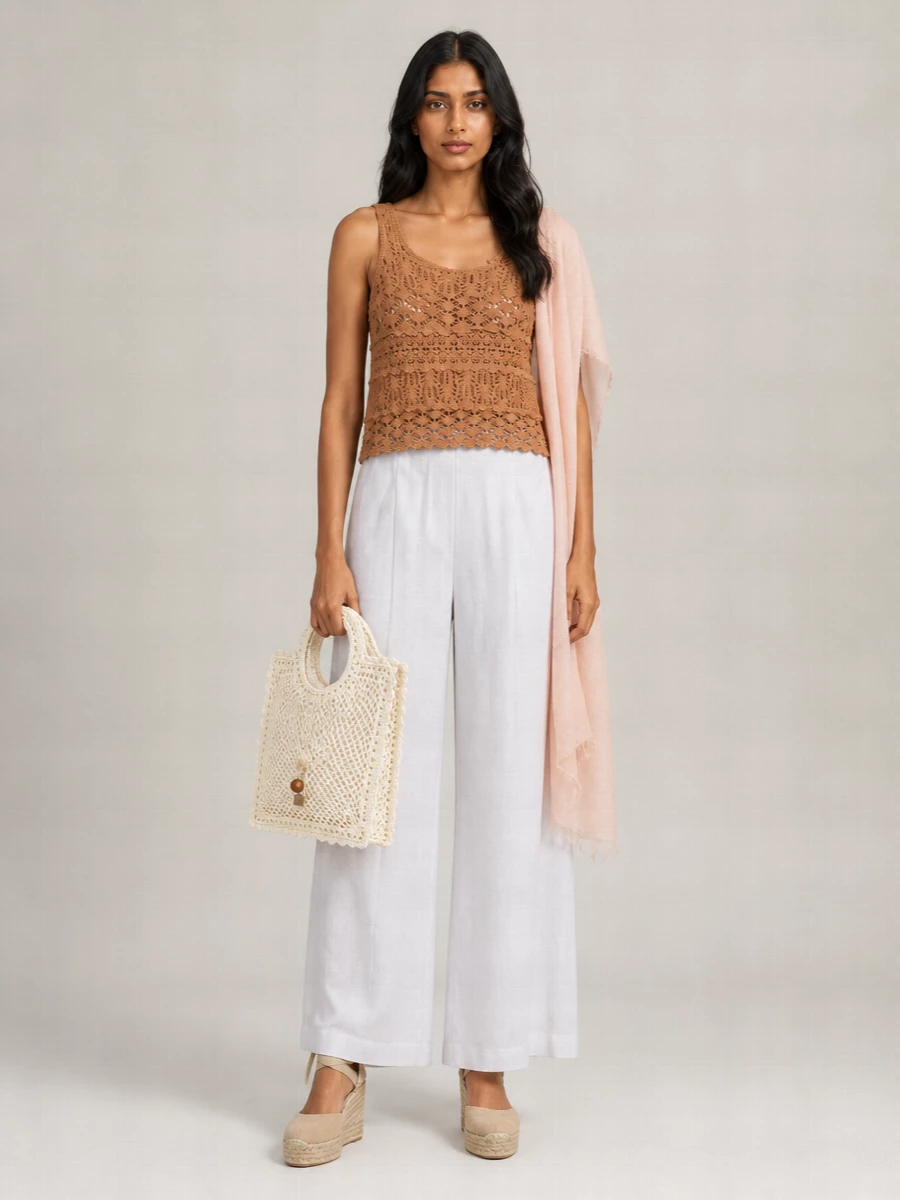 Semicouture Cotton Openwork Knit Sleeveless Tank Top