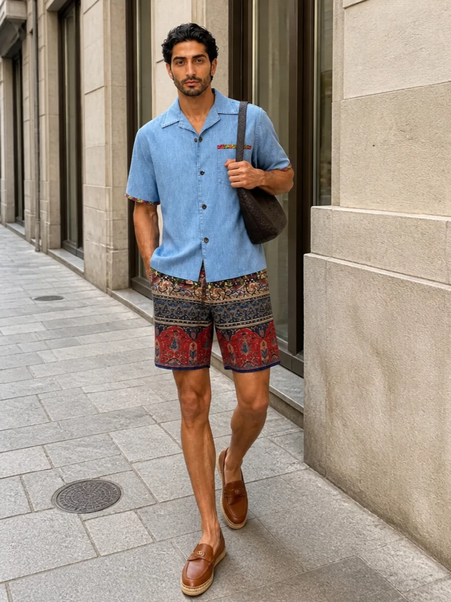 Valentino denim shirt shorts summer outfit