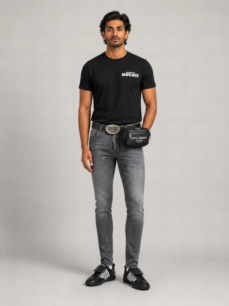 Dsquared2 Cotton Printed Crew Neck Short Sleeve T-Shirt